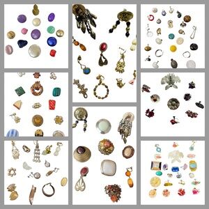 Vintage Lot of 100+ Assorted Single Clip on & Screw on Earrings
